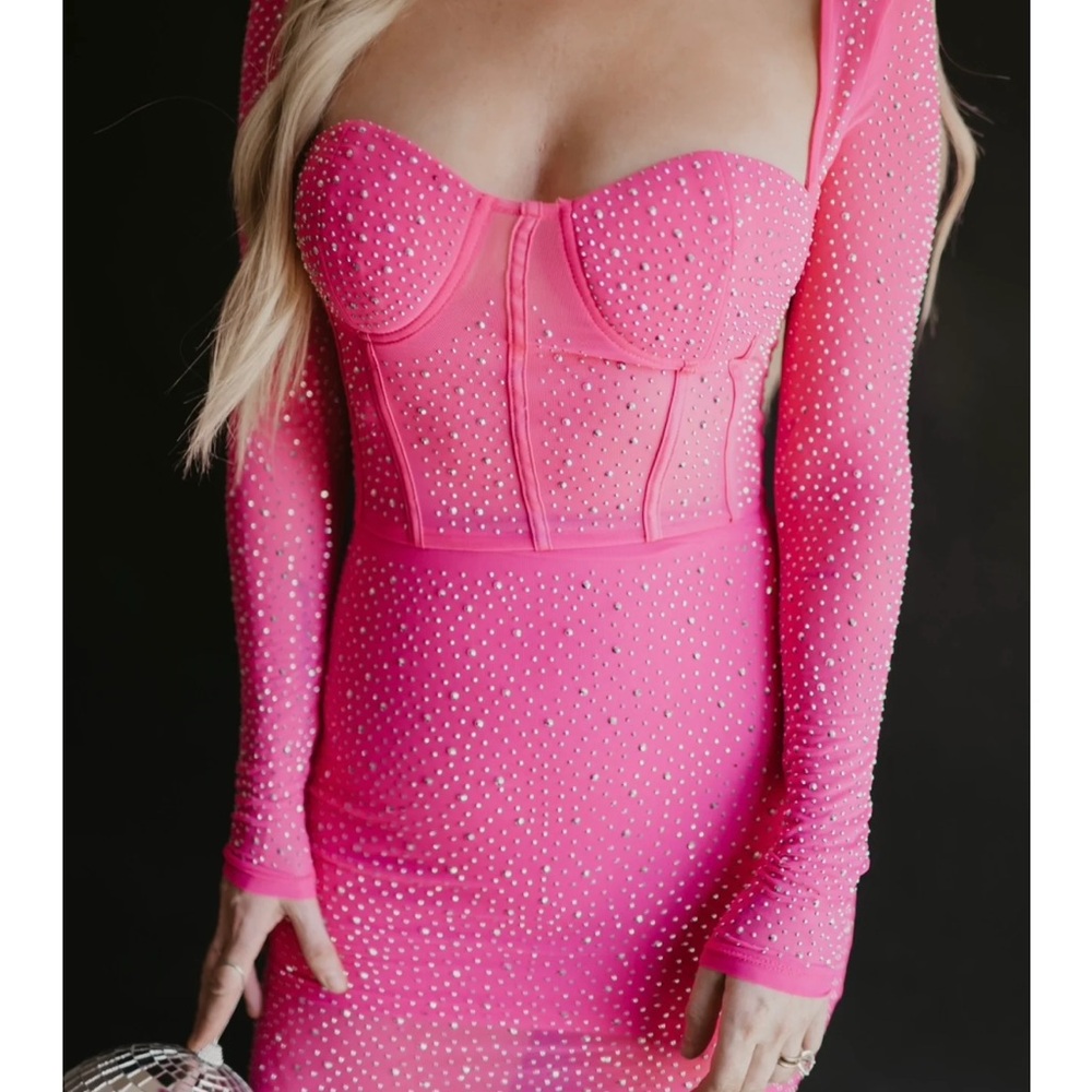 Punchy Blonde Pink Rhinestone Dress